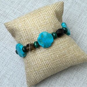 Howlite Smoky Quartz Beaded Stretch Bracelet